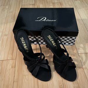 Delman Evie Leather Strappy 4” Stiletto Sandals Size 7.5 Rare Vintage Y2K